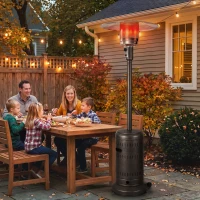Outsunny Chauffage Extérieur Terrasse Portable 13 kW, Niveaux de Chauffe Réglables, Anti-Basculement, 82x82x223cm, Marron Foncé(m-16)