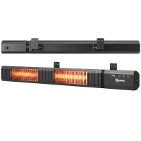 Outsunny 3000 W Electric Infrared Patio Heater, Wall Mounted IP65 Garden Heater with 9 Heat Settings, 24 H Timer, Black(m-15)
