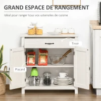 HOMCOM Buffet salon, meuble de rangement avec tiroir, 2 portes de grange et étagère réglable, 80 x 39,7 x 80 cm, blanc(m-4)