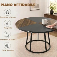 HOMCOM Tavolo da Pranzo Rotondo Ø120 cm per 4-6 Persone in Stile Industriale, Marrone Rustico e Nero(m-6)