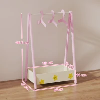 AIYAPLAY Baby Clothing Rack with Hangers, Storage Shelf for Bedroom, Star Theme, for Ages 3-6, Pink(m-3)