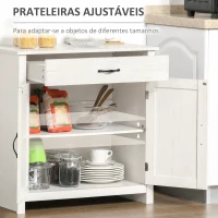 HOMCOM Aparador de Cozinha com 1 Gaveta e Prateleira Interior Ajustável Móvel Auxiliar Decorativo 80x39,7x80 cm Branco(m-6)