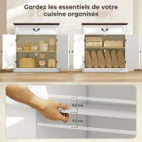 HOMCOM Buffet salon, meuble de rangement avec 2 portes, tiroir silencieux, étagère réglable, 80x40x85cm, blanc et marron(m-4)