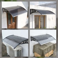 Outsunny Marquise para Portas e Janelas 100x75x23 cm Marquise de Proteção contra Sol e Chuva com Cobertura de Policarbonato Preto(m-9)