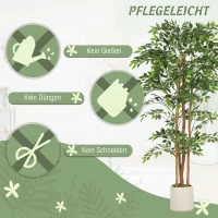 HOMCOM Kunstmatige banyanboom kunstplant met massieve houten stam, pot, voor woonkamer slaapkamer kantoor 75 x 75 x 180 cm groen(m-6)