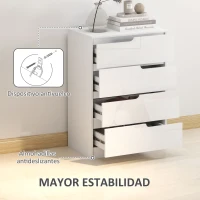 HOMCOM Cómoda con 4 Cajones Cómoda de Dormitorio Moderno con Anti-vuelco Cajonera para Salón Pasillo 60x40x85 cm Blanco(m-6)