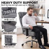 HOMCOM Big and Tall Office Chair, 250 kg Heavy Duty Executive Desk Chair with Adjustable Armrests and High Back, Dark Grey(m-4)