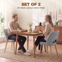 HOMCOM Dining Chairs Set Upholstered Kitchen Chenille Tool Free Assembly Rubberwood Legs, Grey(m-4)