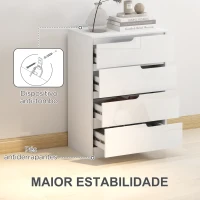 HOMCOM Cómoda com 4 Gavetas Cómoda de Dormitório Moderna com Sistema Anti-Tombo 60x40x85 cm Branco(m-6)