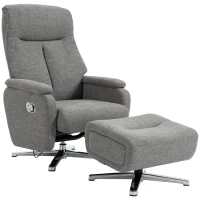 HOMCOM Handmatig verstelbare relaxstoel, loungestoel met hocker, donkergrijs(m-1)