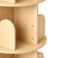 AIYAPLAY 3-Tier Rotating Bookcase, Round Kids Bookshelf Floor Standing 360° Rotating for Bedroom, Kids Room and Playroom, Natural(m-11)