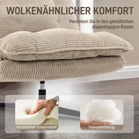 HOMCOM Loungestoel met voetenbank, 360° draaibaar, ribcord bekleding, verstelbare voetensteun, beige(m-6)
