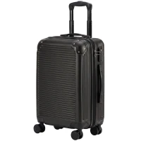 HOMCOM Troller Rigid Mic 40 L din ABS, Extensibil, 4 Roți Pivotante, Colțuri de Protecție, 56x36x24 cm, Negru(m-11)