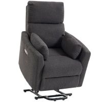 HOMCOM Riser Recliner Chair with Massage and Heat, Teddy Fleece Electric Power Lift Recliner for Elderly, Dark Grey(m-1)