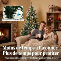 HOMCOM Sapin de Noël Artificiel Lumineux et Enneigé 120cm, Arbre de Noël, Télécommande, 11 Modes d'Éclairage, 150 LED, Vert(m-7)