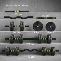 SPORTNOW Hantelset verstellbar 15 KG Kurzhantel Set Kurzhanteln Langhanteln Hanteln Set für Krafttraining(m-3)