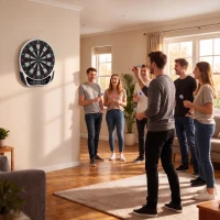 HOMCOM Elektronische Dartscheibe Dartboard mit Englische Sprachansagen LED-Anzeigen 6 Darts 24 Dartköpfe 18 Spiele 159 Varianten Dartautomat Dartscheibe Set für bis zu 8 Spieler(m-8)