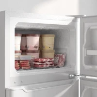 HOMCOM 2-deurs mini-koelkast met vriesvak, instelbare thermostaat, kleine drankkoelkast 90L, wit(m-11)
