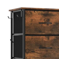 HOMCOM Chest of Drawers, Dresser for Bedroom with 8 Fabric Drawers, Tall Storage Unit w/ Side Storage Bag, Rustic Brown(m-12)