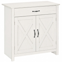 HOMCOM Buffet salon, meuble de rangement avec tiroir, 2 portes de grange et étagère réglable, 80 x 39,7 x 80 cm, blanc