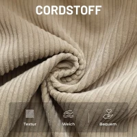 HOMCOM Loungestoel met voetenbank, 360° draaibaar, ribcord bekleding, verstelbare voetensteun, beige(m-7)