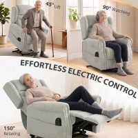 HOMCOM Riser Recliner Chair with Massage and Heat, Chenille Electric Power Lift Recliner Chair, Light Grey(m-4)