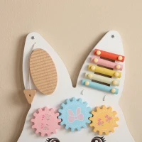 AIYAPLAY Easter Bunny Busy Board Panels, Montessori Wall-Mounted Toddler Learning Activity Centre for Living Room Kids Room White(m-8)