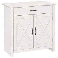 HOMCOM Aparador de Cozinha com 1 Gaveta e Prateleira Interior Ajustável Móvel Auxiliar Decorativo 80x39,7x80 cm Branco(m-15)