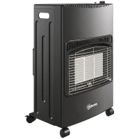 Outsunny Calefactor de Gas Plegable con 3 Niveles de Calor Sensor ODS Ruedas Encendido Piezoeléctrico 46x42x75 cm Negro(m-1)