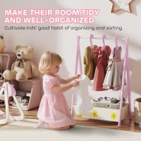 AIYAPLAY Baby Clothing Rack with Hangers, Storage Shelf for Bedroom, Star Theme, for Ages 3-6, Pink(m-6)