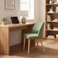 HOMCOM Dining Chairs Set Upholstered Kitchen Chenille Tool Free Assembly Rubberwood Legs, Green(m-9)