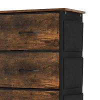 HOMCOM Chest of Drawers, Dresser for Bedroom with 8 Fabric Drawers, Tall Storage Unit w/ Side Storage Bag, Rustic Brown(m-11)