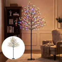 HOMCOM Arbre lumineux 150cm Cerisier Artificiel Lumineux  160 LED et 16 Branches Flexibles, Décoration Intérieure et Extérieure(m-17)