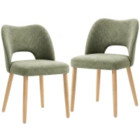 HOMCOM Dining Chairs Set Upholstered Kitchen Chenille Tool Free Assembly Rubberwood Legs, Green(m-1)