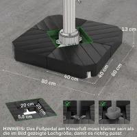 Outsunny Basisgewichte für Sonnenschirmständer, mit Wasser und Sand befüllbar, Kunststoff, 80L x 80B x 13H cm, Schwarz(m-3)
