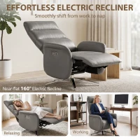 HOMCOM Power Recliner Chair, Swivel Electric Reclining Chair with Type C+USB, Recliner Armchair with Footrest, Dark Grey(m-4)