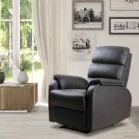 HOMCOM Poltrona Relax Reclinável Manualmente Estofada em PU com Apoio para os Pés Retrátil Assento e Encosto Acolchoados para Sala de Estar Escritório Dormitório 75x92x99cm Marrom(m-8)