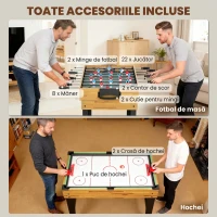 SPORTNOW Masă de Joc 13 în 1 cu Fotbal de Masă, Ping Pong, Air Hockey, Biliard, Șah și Alte Jocuri, Nuc(m-6)