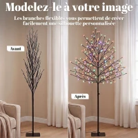 HOMCOM Arbre lumineux 150cm Cerisier Artificiel Lumineux  160 LED et 16 Branches Flexibles, Décoration Intérieure et Extérieure(m-7)