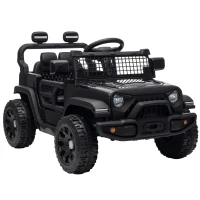 AIYAPLAY 12V Electric Car for Kids with Remote, Dual Motors, Rear Suspension, Soft Start, Music, Lights for 3-8 Years, Black(m-1)