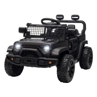 AIYAPLAY 12V Electric Car for Kids with Remote, Dual Motors, Rear Suspension, Soft Start, Music, Lights for 3-8 Years, Black(m-15)