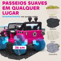 HOMCOM Carro Elétrico Infantil Bateria 12V com 2 Motores Controle Remoto 2.4G Luzes Buzina Velocidade Ajustável 100x65x72 cm Rosa(m-6)