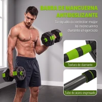 SPORTNOW Juego de Mancuernas Ajustables 25 kg 6 en 1 como Kettlebell Barra Mancuernas Soporte para Flexiones para Gimnasio Casa(m-7)