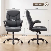 HOMCOM Office Chair, Executive Desk Chair with Flip-up Armrest, Thick Padding, 360 Degree Swivel, Dark Grey(m-3)