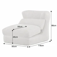 Knochenloser Sofa-Kombinationssitz, umwandelbar von einem einzelnen Sessel in einen Sessel, geeignet für Wohnzimmer und Schlafzimmer, 90L x 118B x 86H cm,Weiß(m-3)