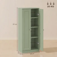 HOMCOM Móvel de Casa de Banho Estreito Móvel de Arrumação com 2 Portas e 3 Prateleiras para Sala Quarto Verde(m-3)