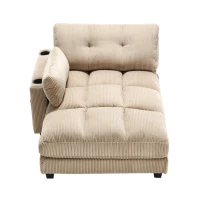 Palm-Sessel mit austauschbaren linken und rechten Armlehnen, drei Becherhaltern und einer Seitentasche, USB-Anschlüssen an den Seitenlehnen, 140L x 112B x 81H, Khaki(m-1)