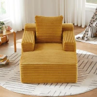Knochenloses Cordsofa, bequemes Schlafsofa / unzusammengebauter Liegestuhl, Liegestuhl für Wohnzimmer und Büro, 81L x 117B x 50H cm, Gelb(m-5)