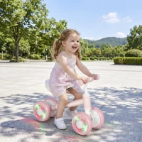 AIYAPLAY Kinder Laufrad Klappbar Lauflernrad mit leuchtenden leisen EVA-Rädern Höhenverstellbarer Sitz Rosa(m-10)