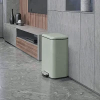 HOMCOM 20 L Kitchen Pedal Bin, Metal Rubbish Bin with Removable Inner Bucket, Soft-Close & Stay-Open Lid, Light Green(m-9)